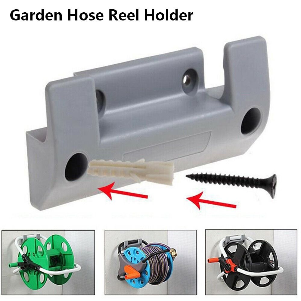 Gardening Tools Range - Wandbevestigde plastic tuinslangrolhouder met expansieschroeven, grijze