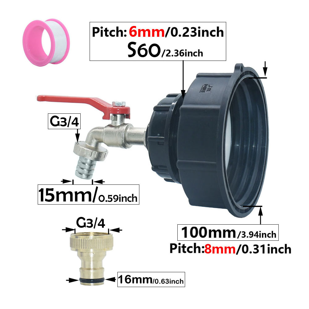 Gardening Tools And Equipment - 80mm 100mm IBC Watertank Kraanadapter S60x6mm