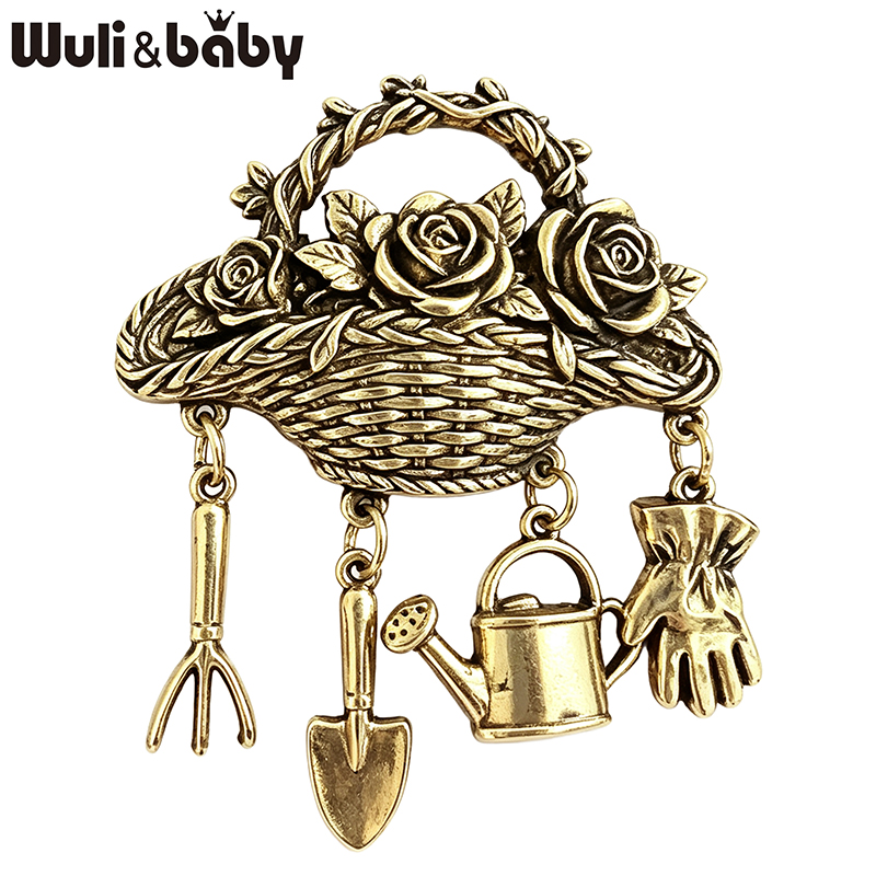 Gardening Tools 2 Year Old - Wuli&baby Vintage Bloemenmand Broches Voor Vrouwen