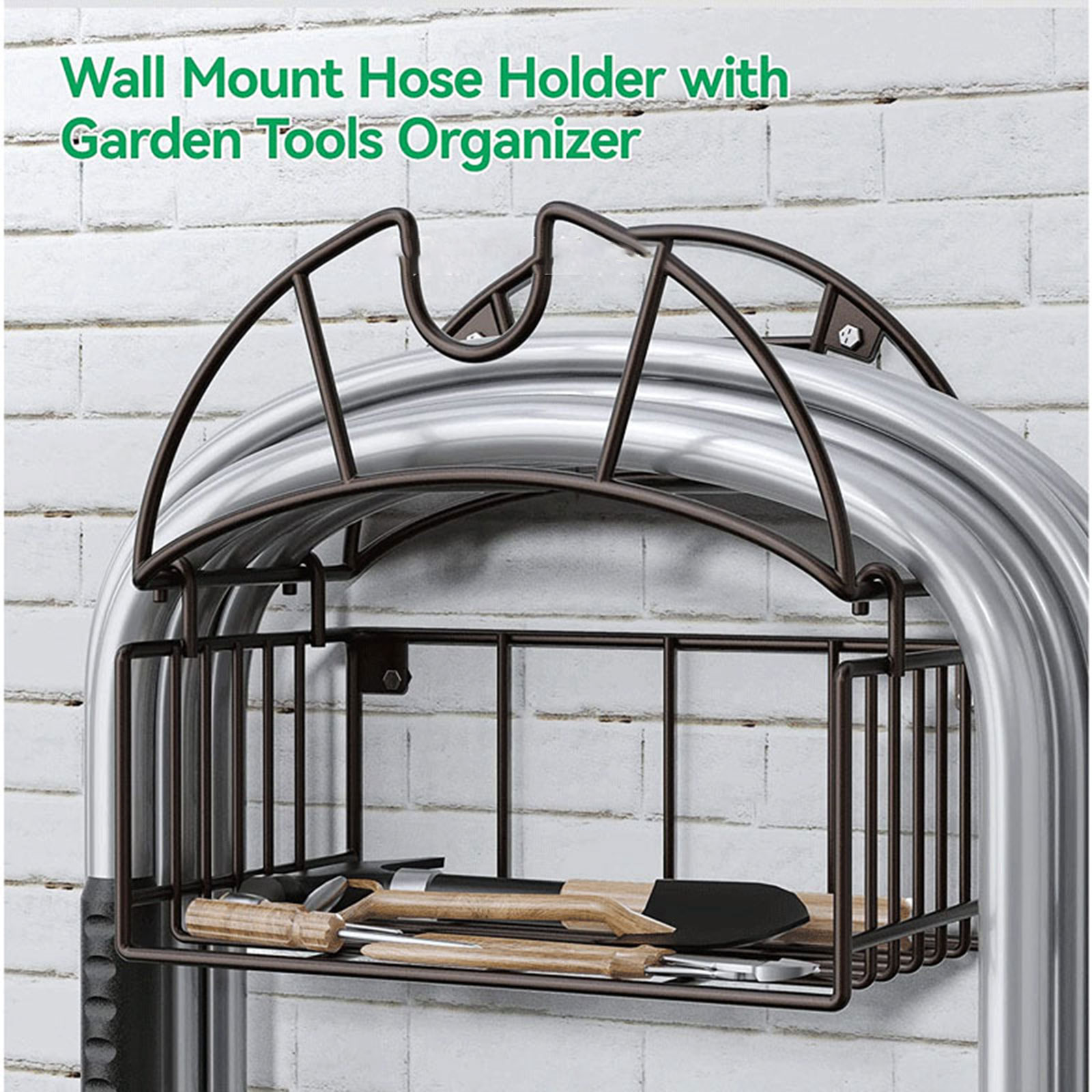 Gardening Tools And Equipment - Wandmontage tuinslanghouder met gereedschapsorganisatorbeugel Stevige waterpijphanger